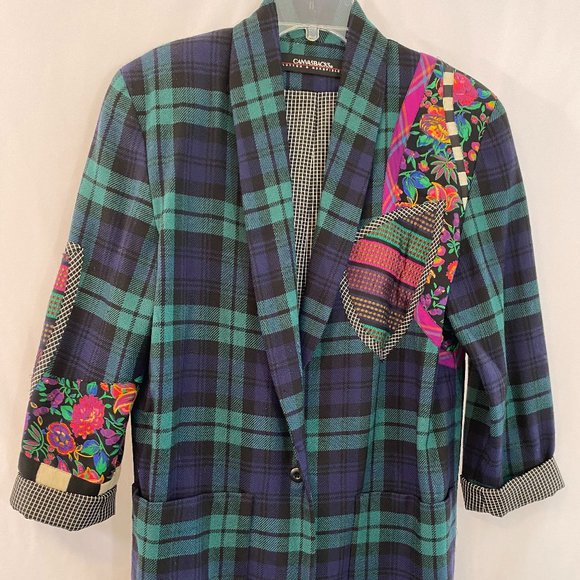 SOLD Canvasbacks Lutton & Horsefield Mixed Media Plaid Blazer NWOT - Picture 9 of 15